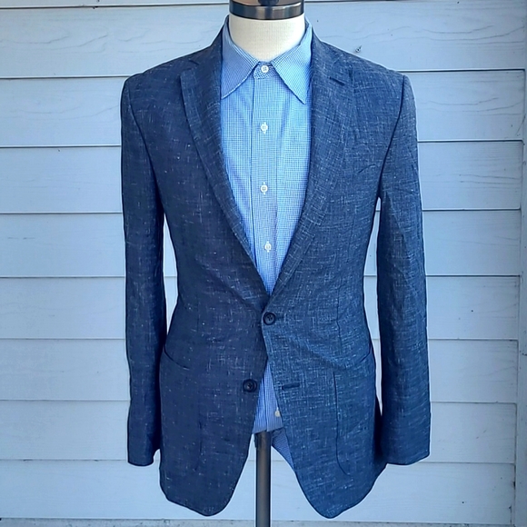 KNOT STANDARD Custom Grey Weave‎ Dormeuil Cloth Wool Sz 34 R Mens Sport Coat